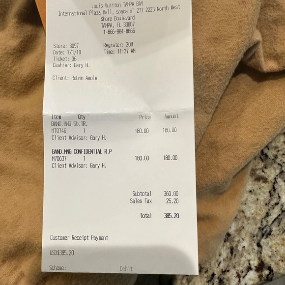 Louis Vuitton Confidential Escale Bandeau Twilly receipt/dust cover/box - Picture 2 of 2